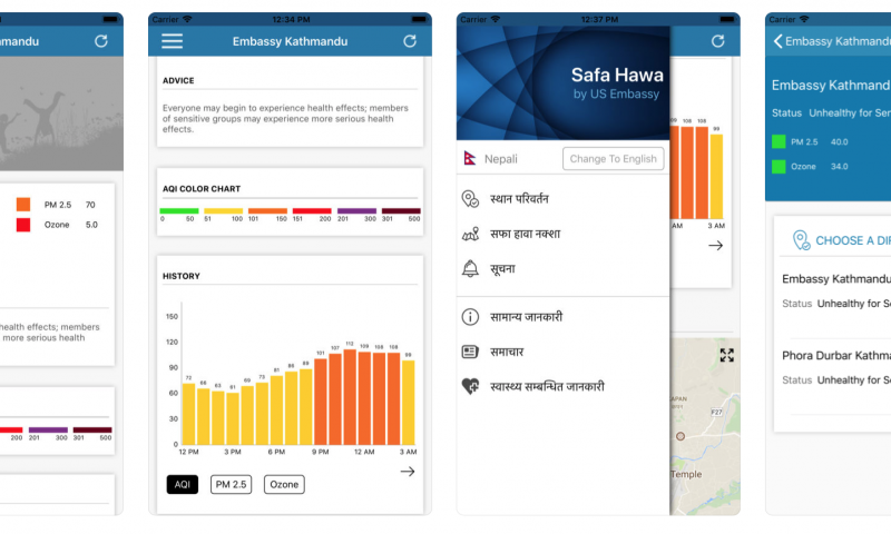 US Embassy of Nepal Launches Safa Hawa App to Check Kathmandu Air Quality