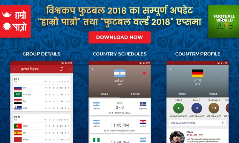 Hamro Patro Releases ‘Football World 2018’ App For Live Score Updates of FIFA World Cup 2018