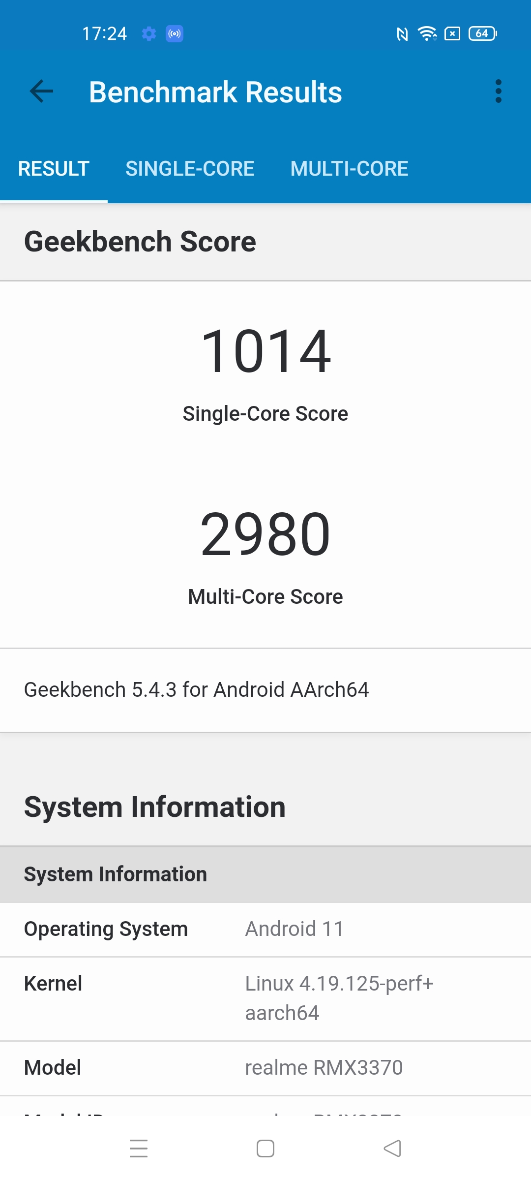 Geekbench 5 score