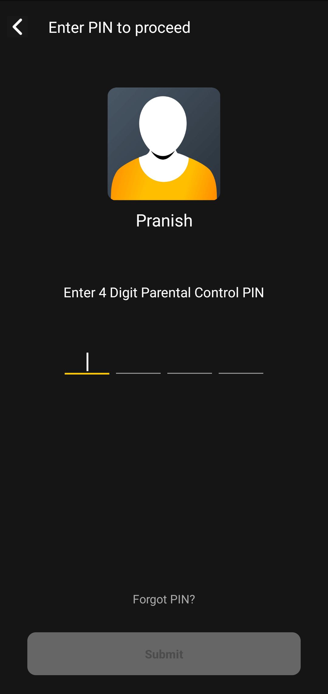 SonyLIV Parental Control PIN