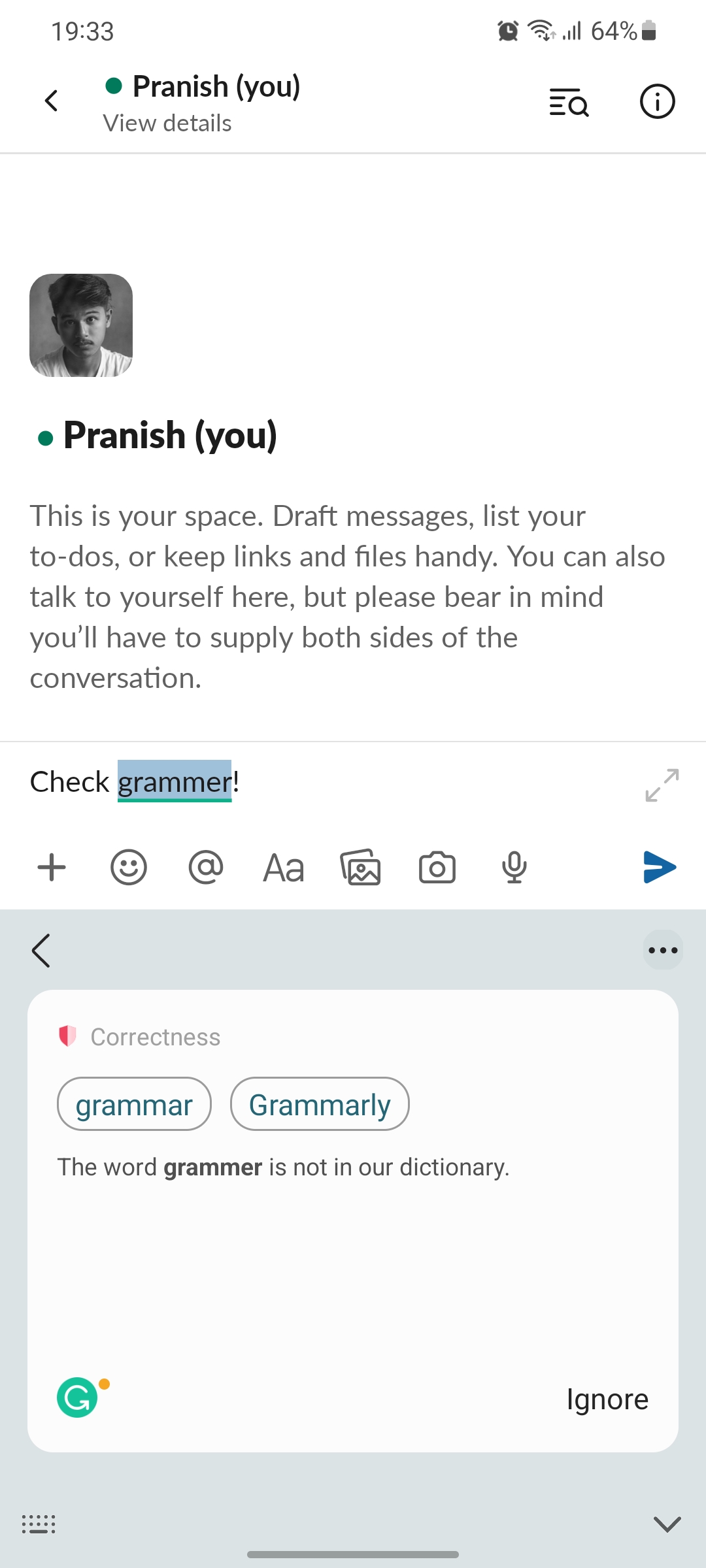 In-built Grammarly in Samsung keyboard