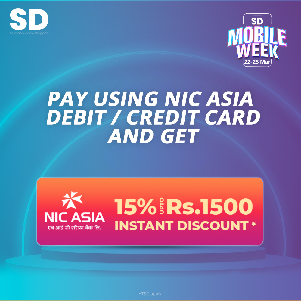 Get 15% up to Rs. 1500 cashback via NIC Asia debit or credit card