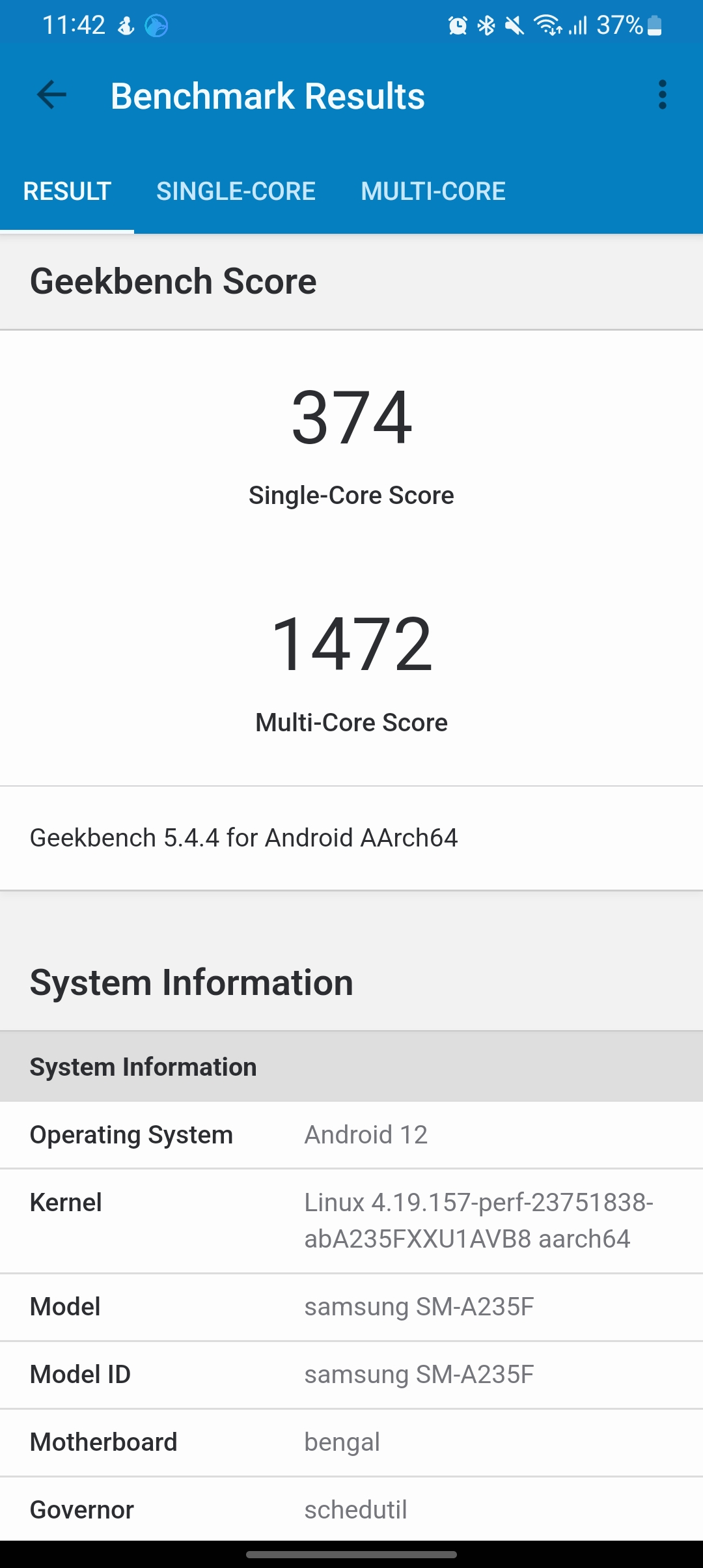 Samsung galaxy a23 Geekbench 5