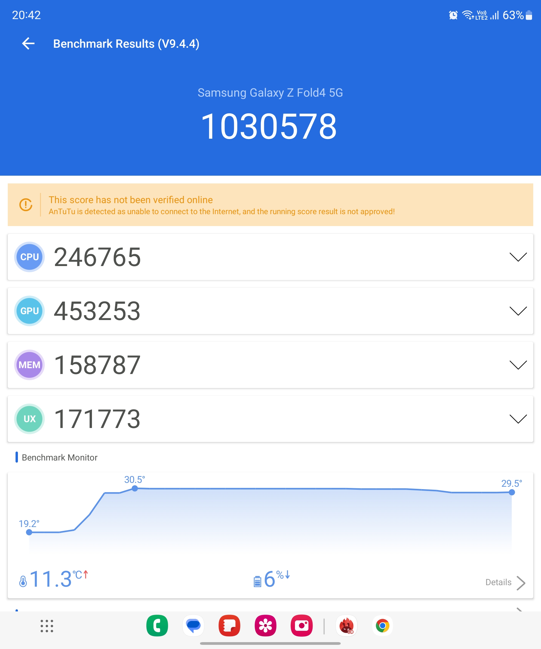 Antutu 9 of Samsung Galaxy Z Fold 4