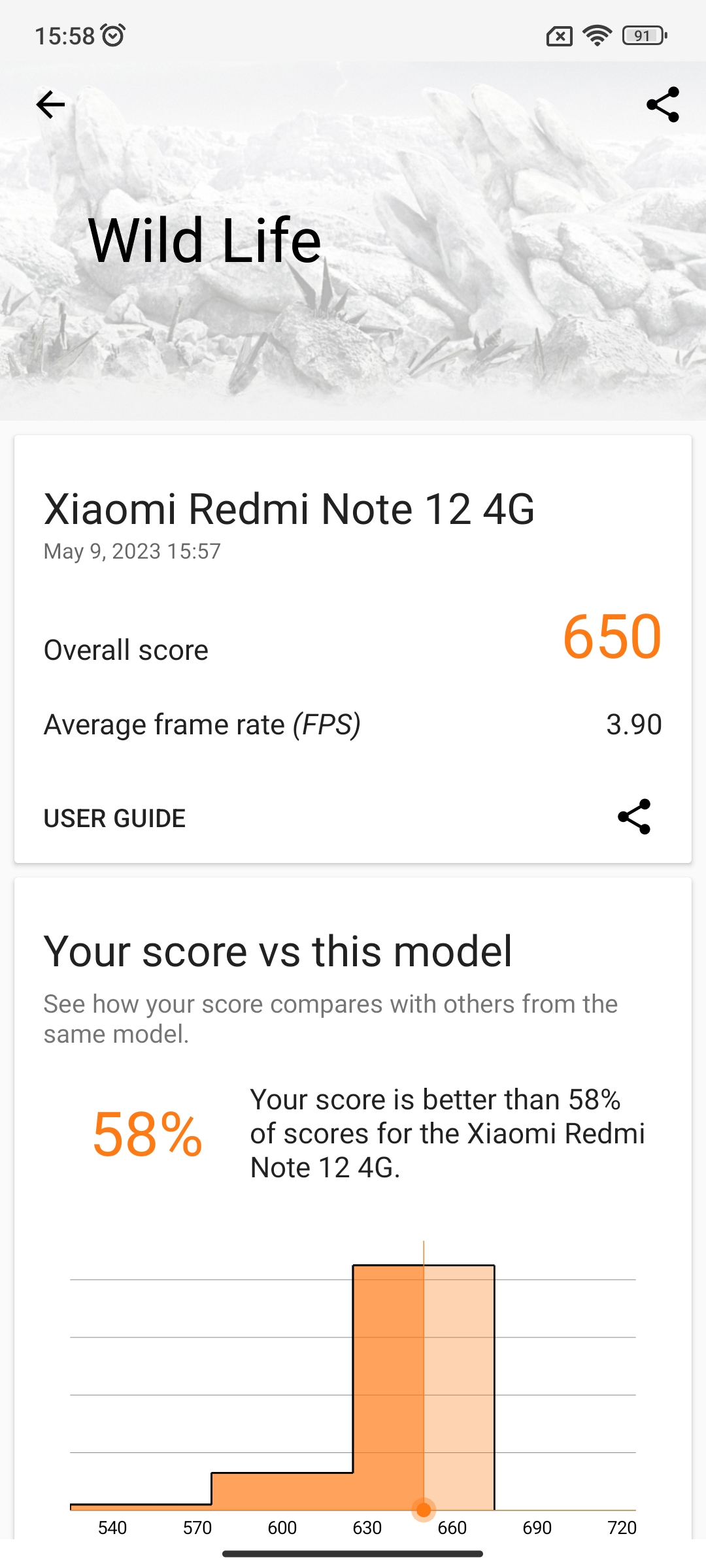 3DMark Wild Life of Redmi Note 12 4G