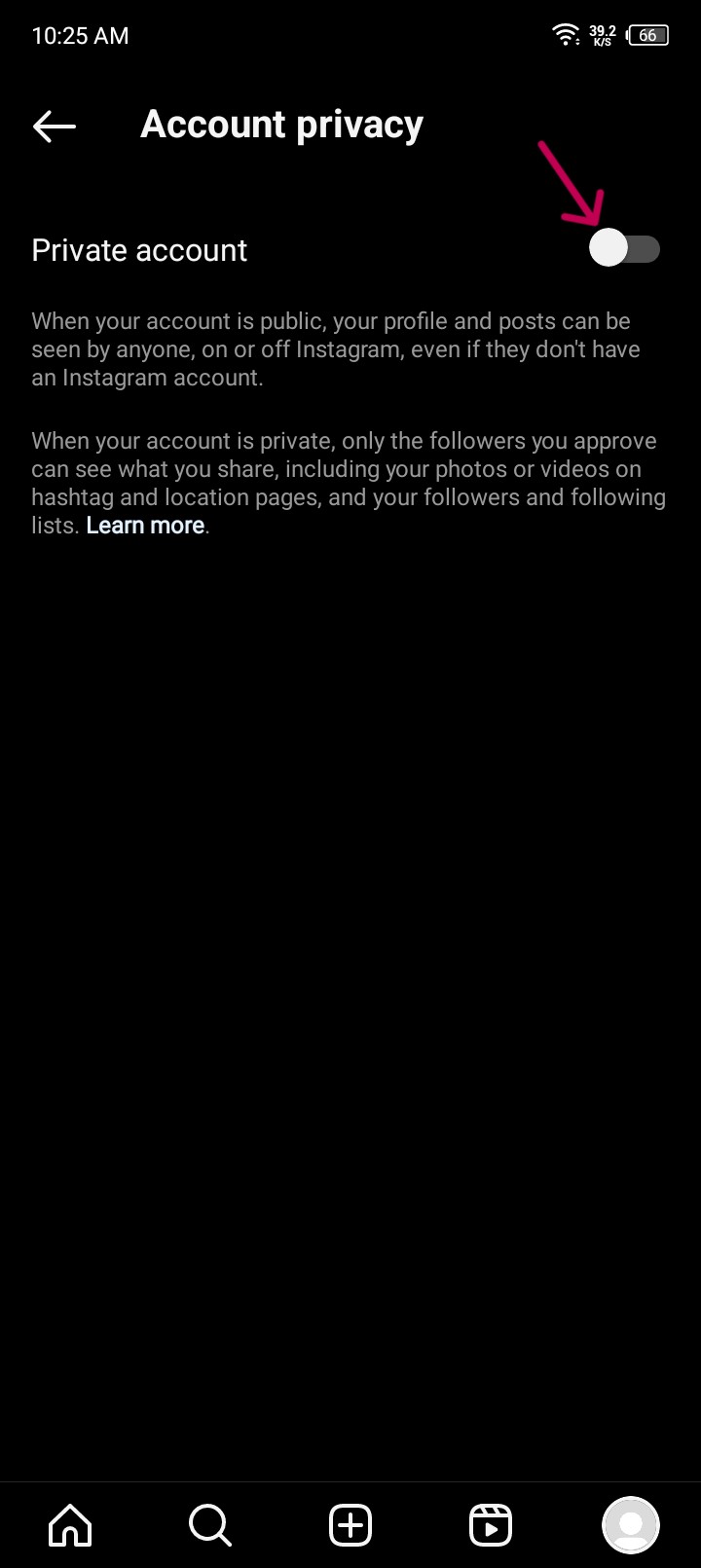 instagram switch to private
