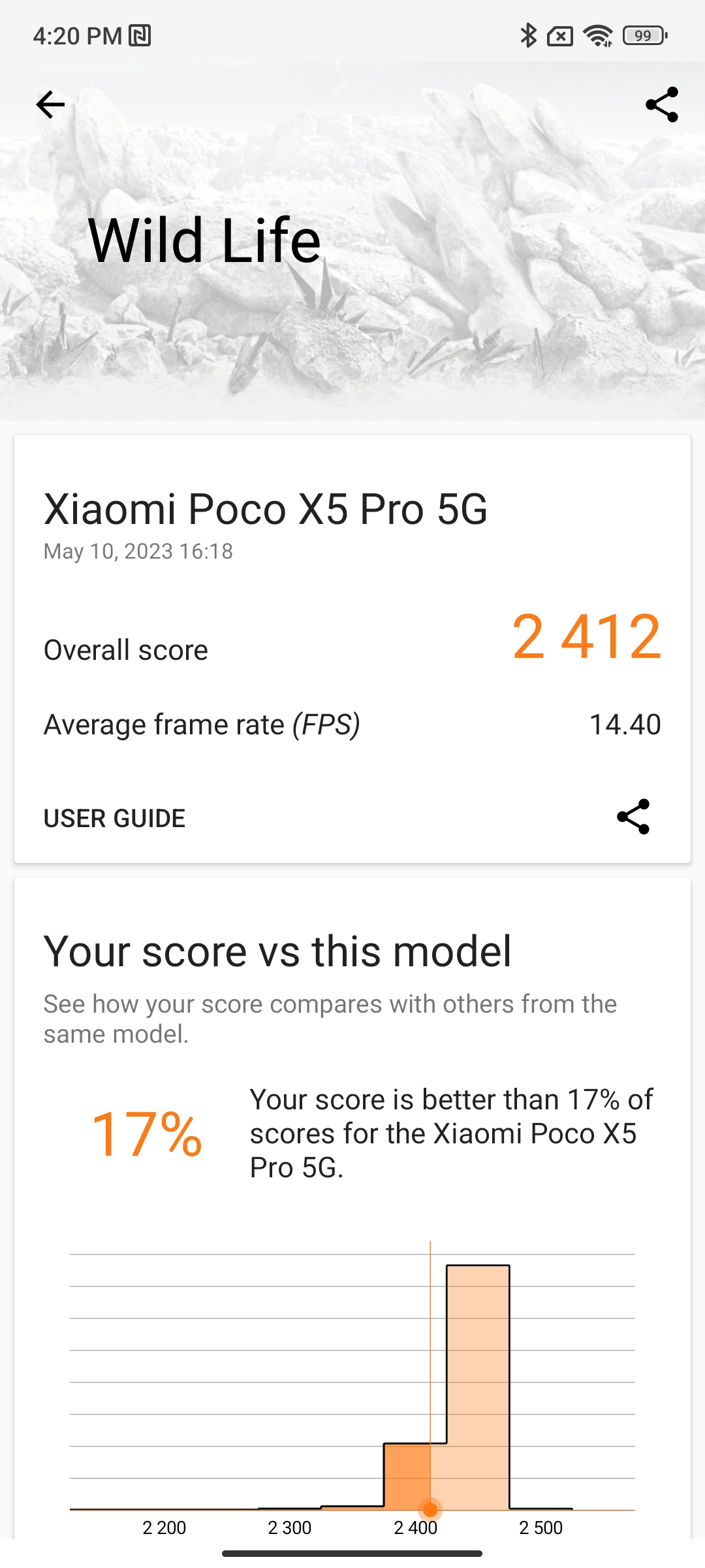 3DMark Wild Life of Poco X5 Pro